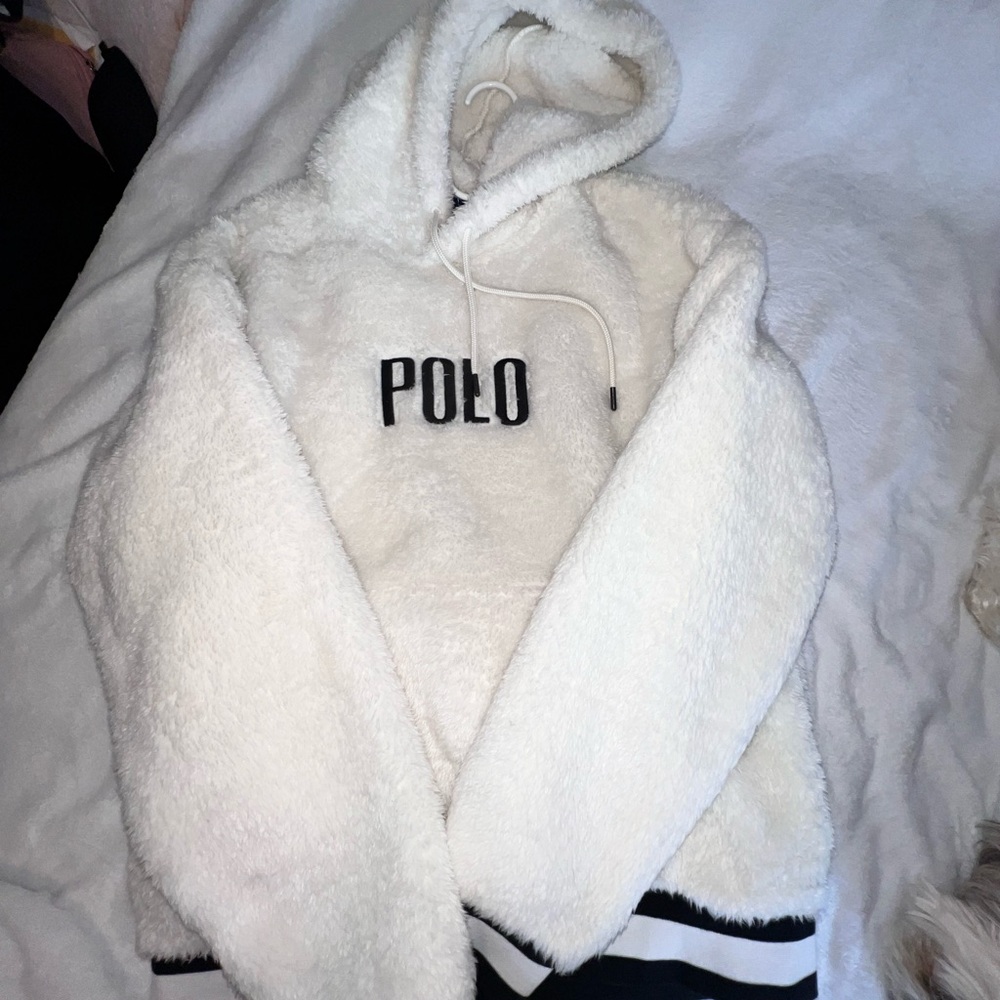 Polo White Fleece Hoodie
